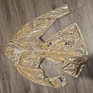 Metallic Gold lame 70s disco lined zip up womens jacket